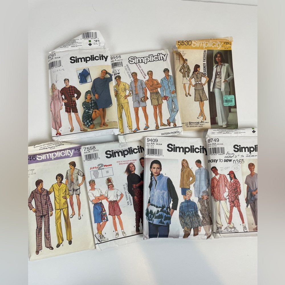 SIMPLICITY SEWING PATTERNS 80s 90s VTG Adult Uncut & Cut Mixed Sizes LOT OF 7